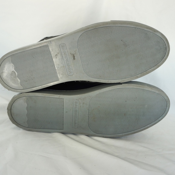 BALENCIAGA Gray Arena Leather High Top Sneakers - Picture 7 of 8